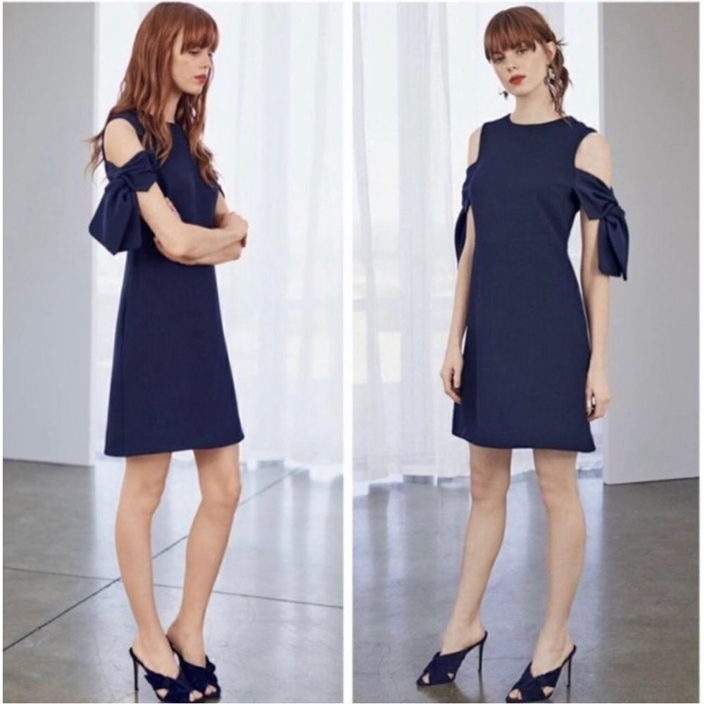 Chelsea28 Navy Blue Cold Shoulder Knit Dress Size 10